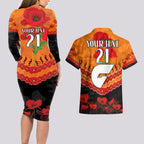 Custom Giants Football Couples Matching Long Sleeve Bodycon Dress and Hawaiian Shirt ANZAC Lest We Forget