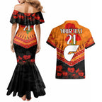Custom Giants Football Couples Matching Mermaid Dress and Hawaiian Shirt ANZAC Lest We Forget