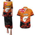 Custom Giants Football Couples Matching Puletasi and Hawaiian Shirt ANZAC Lest We Forget
