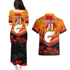 Custom Giants Football Couples Matching Puletasi and Hawaiian Shirt ANZAC Lest We Forget