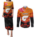 Custom Giants Football Couples Matching Puletasi and Long Sleeve Button Shirt ANZAC Lest We Forget