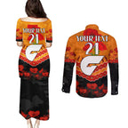 Custom Giants Football Couples Matching Puletasi and Long Sleeve Button Shirt ANZAC Lest We Forget