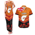Custom Giants Football Couples Matching Tank Maxi Dress and Hawaiian Shirt ANZAC Lest We Forget
