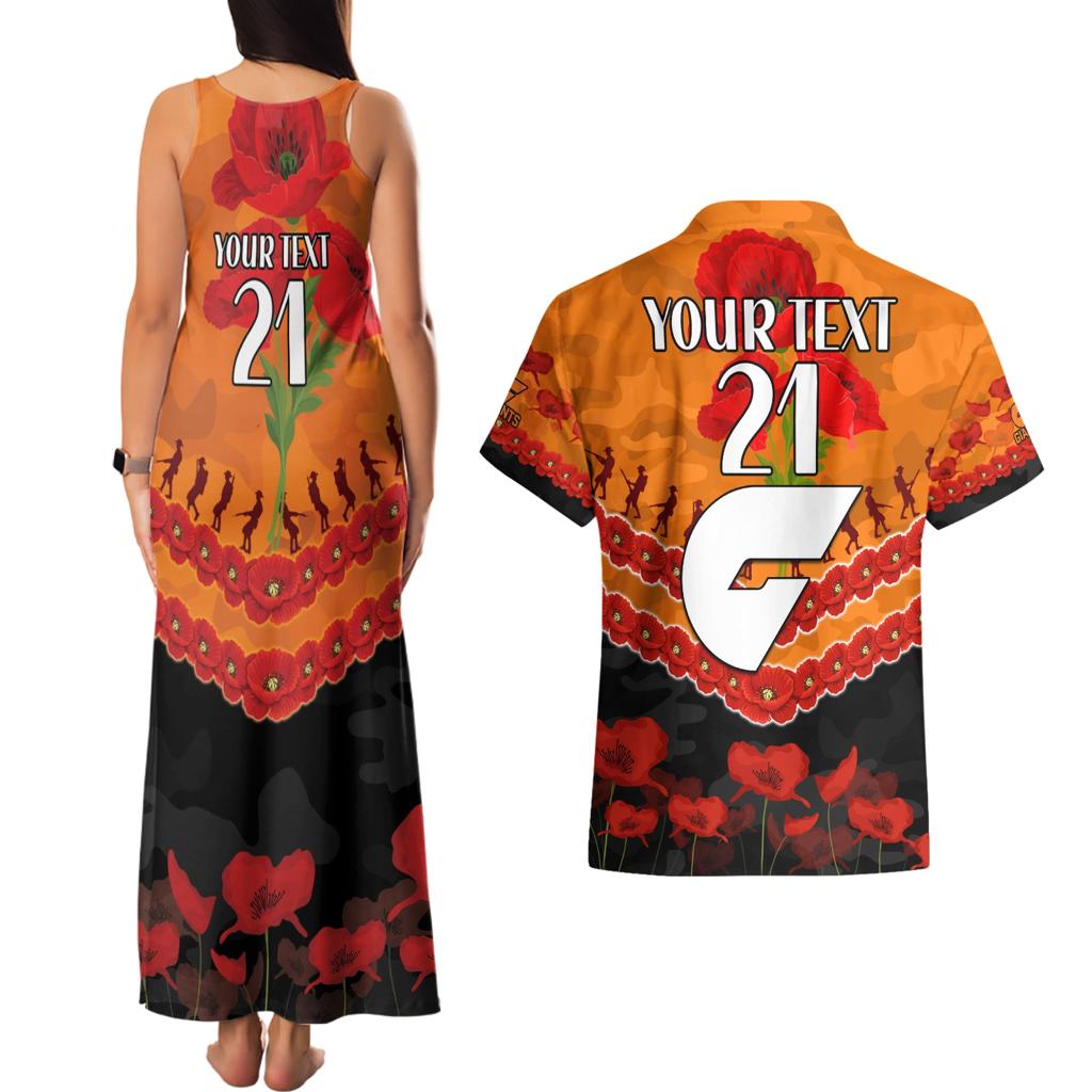 Custom Giants Football Couples Matching Tank Maxi Dress and Hawaiian Shirt ANZAC Lest We Forget
