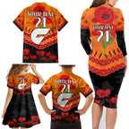 Custom Giants Football Family Matching Long Sleeve Bodycon Dress and Hawaiian Shirt ANZAC Lest We Forget
