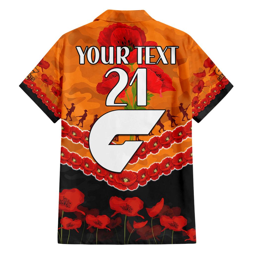 Custom Giants Football Family Matching Long Sleeve Bodycon Dress and Hawaiian Shirt ANZAC Lest We Forget