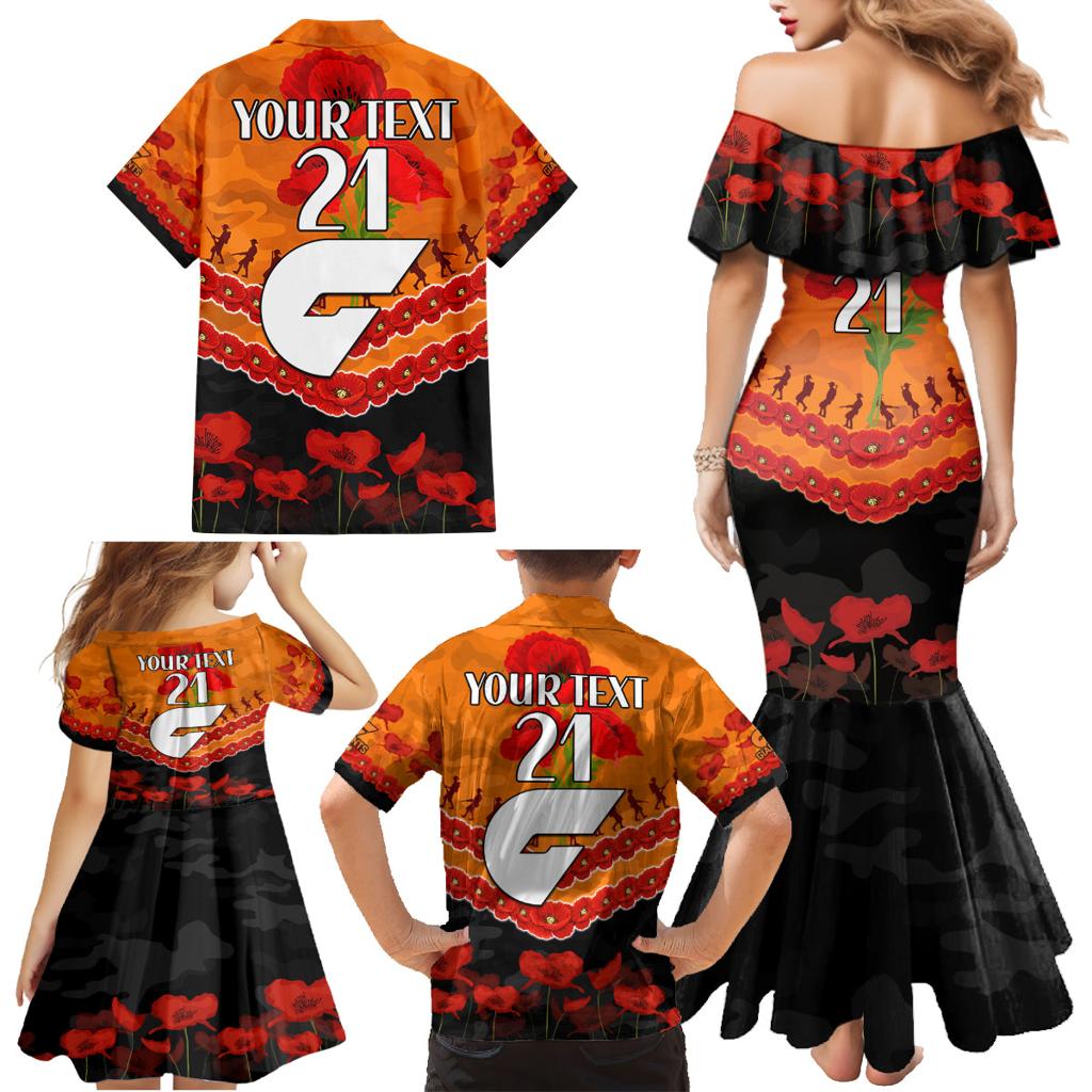 Custom Giants Football Family Matching Mermaid Dress and Hawaiian Shirt ANZAC Lest We Forget