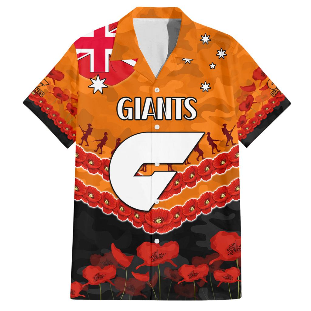 Custom Giants Football Family Matching Off The Shoulder Long Sleeve Dress and Hawaiian Shirt ANZAC Lest We Forget