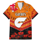 Custom Giants Football Family Matching Off The Shoulder Long Sleeve Dress and Hawaiian Shirt ANZAC Lest We Forget