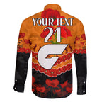Custom Giants Football Family Matching Off The Shoulder Long Sleeve Dress and Hawaiian Shirt ANZAC Lest We Forget