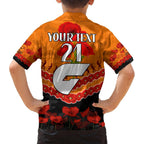 Custom Giants Football Family Matching Off Shoulder Maxi Dress and Hawaiian Shirt ANZAC Lest We Forget