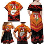Custom Giants Football Family Matching Off Shoulder Maxi Dress and Hawaiian Shirt ANZAC Lest We Forget