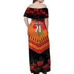Custom Giants Football Family Matching Off Shoulder Maxi Dress and Hawaiian Shirt ANZAC Lest We Forget