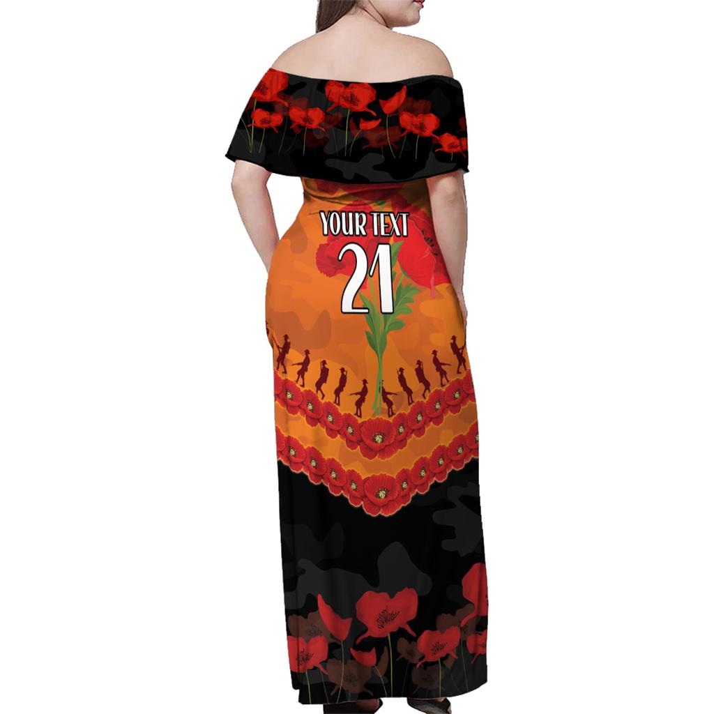 Custom Giants Football Family Matching Off Shoulder Maxi Dress and Hawaiian Shirt ANZAC Lest We Forget