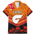 Custom Giants Football Family Matching Off Shoulder Short Dress and Hawaiian Shirt ANZAC Lest We Forget