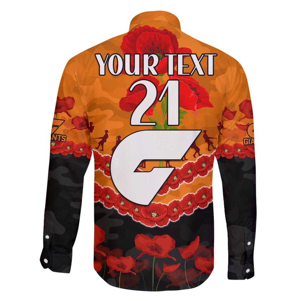 Custom Giants Football Family Matching Off Shoulder Short Dress and Hawaiian Shirt ANZAC Lest We Forget
