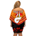 Custom Giants Football Family Matching Off Shoulder Short Dress and Hawaiian Shirt ANZAC Lest We Forget