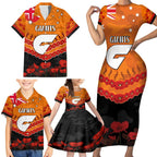 Custom Giants Football Family Matching Short Sleeve Bodycon Dress and Hawaiian Shirt ANZAC Lest We Forget