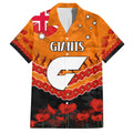 Custom Giants Football Family Matching Short Sleeve Bodycon Dress and Hawaiian Shirt ANZAC Lest We Forget