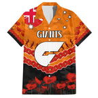 Custom Giants Football Family Matching Short Sleeve Bodycon Dress and Hawaiian Shirt ANZAC Lest We Forget