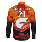 Custom Giants Football Family Matching Short Sleeve Bodycon Dress and Hawaiian Shirt ANZAC Lest We Forget
