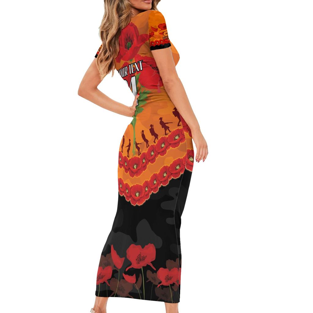 Custom Giants Football Family Matching Short Sleeve Bodycon Dress and Hawaiian Shirt ANZAC Lest We Forget