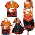 Custom Giants Football Family Matching Summer Maxi Dress and Hawaiian Shirt ANZAC Lest We Forget