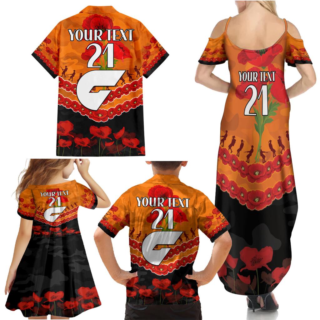 Custom Giants Football Family Matching Summer Maxi Dress and Hawaiian Shirt ANZAC Lest We Forget