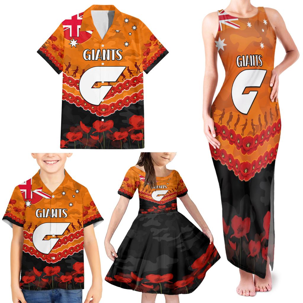 Custom Giants Football Family Matching Tank Maxi Dress and Hawaiian Shirt ANZAC Lest We Forget