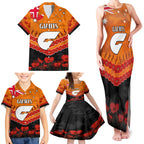Custom Giants Football Family Matching Tank Maxi Dress and Hawaiian Shirt ANZAC Lest We Forget