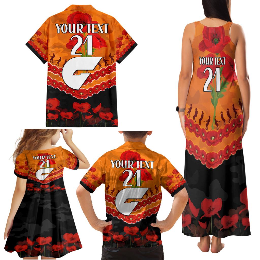 Custom Giants Football Family Matching Tank Maxi Dress and Hawaiian Shirt ANZAC Lest We Forget
