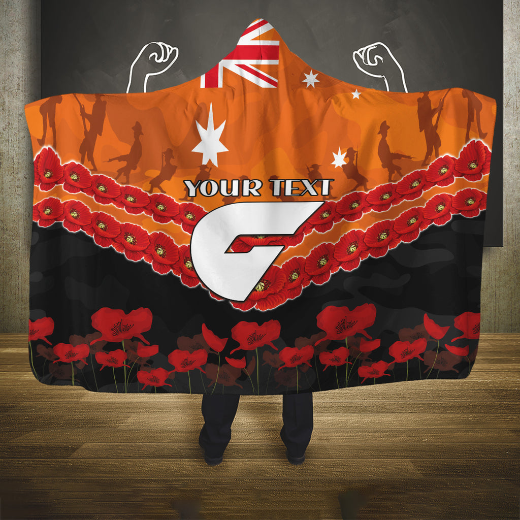 Custom Giants Football Hooded Blanket ANZAC Lest We Forget