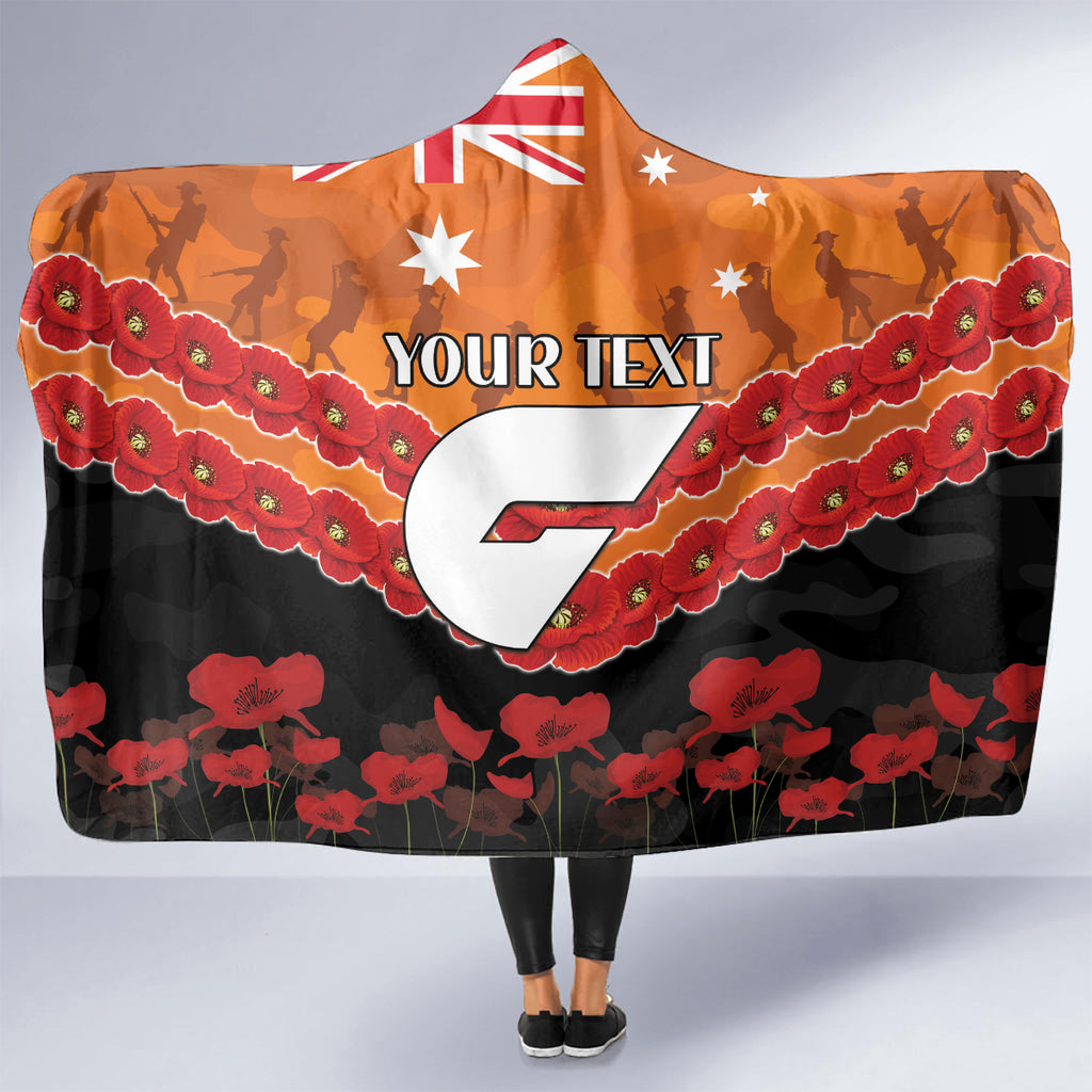 Custom Giants Football Hooded Blanket ANZAC Lest We Forget