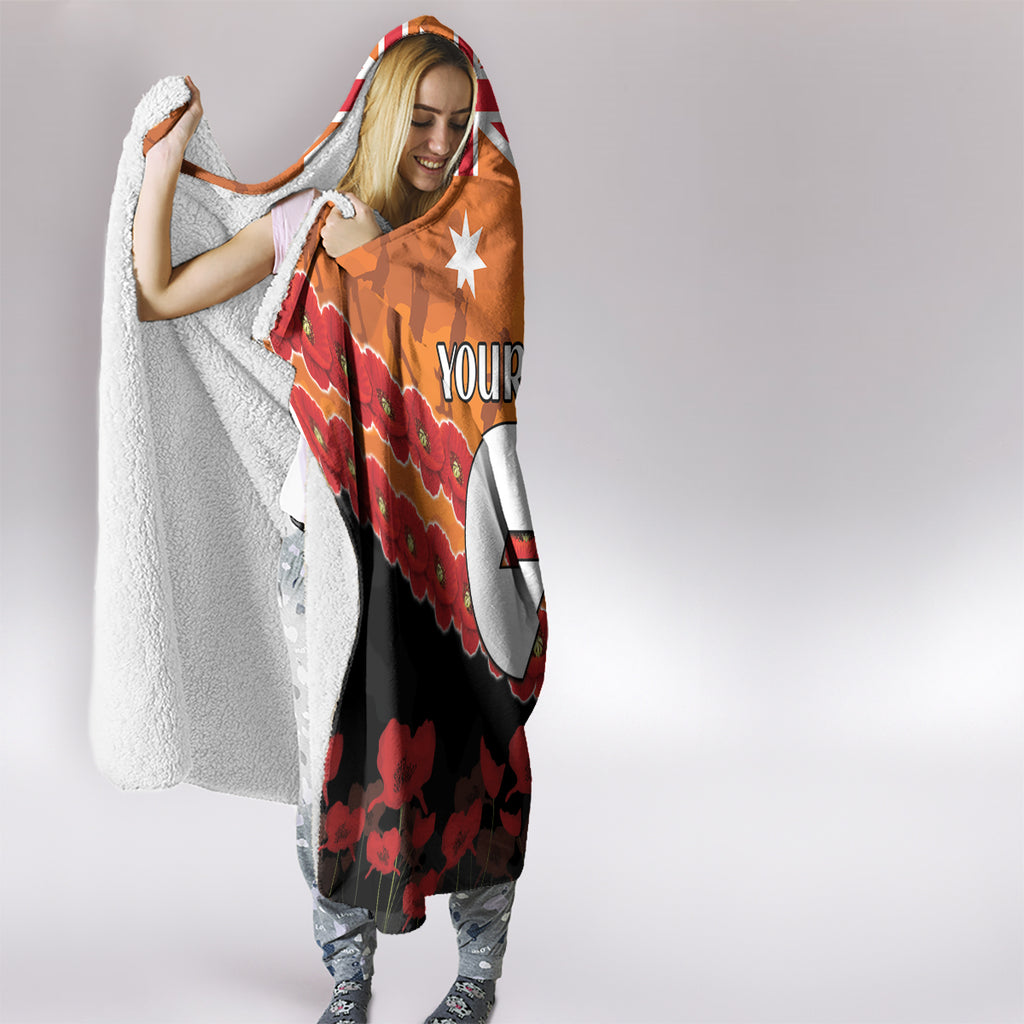 Custom Giants Football Hooded Blanket ANZAC Lest We Forget