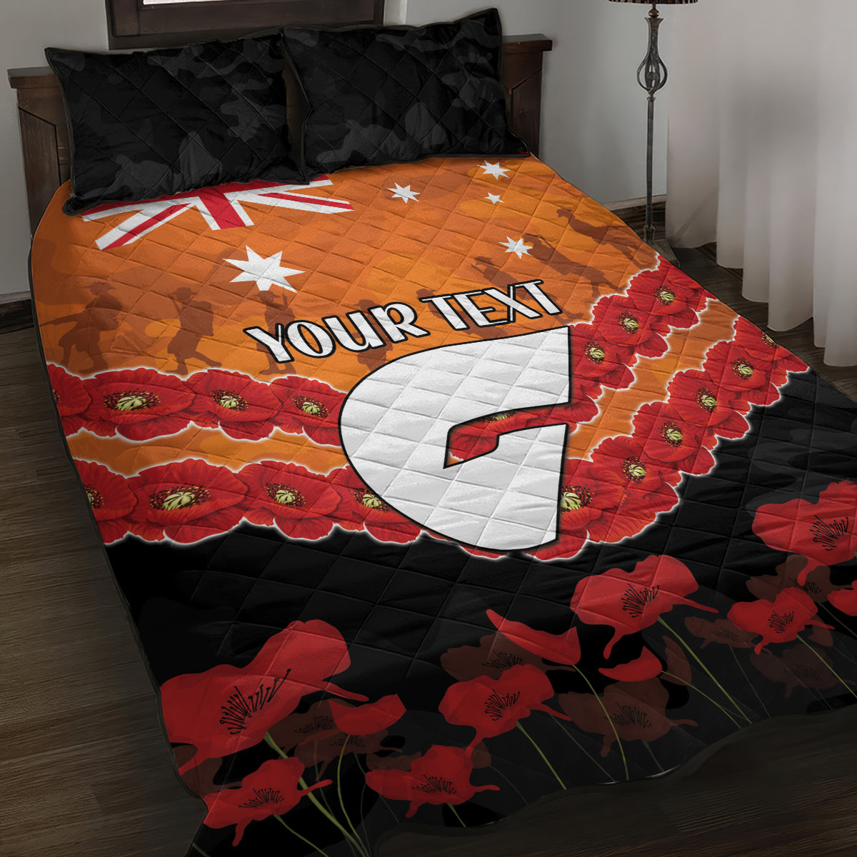 Custom Giants Football Quilt Bed Set ANZAC Lest We Forget