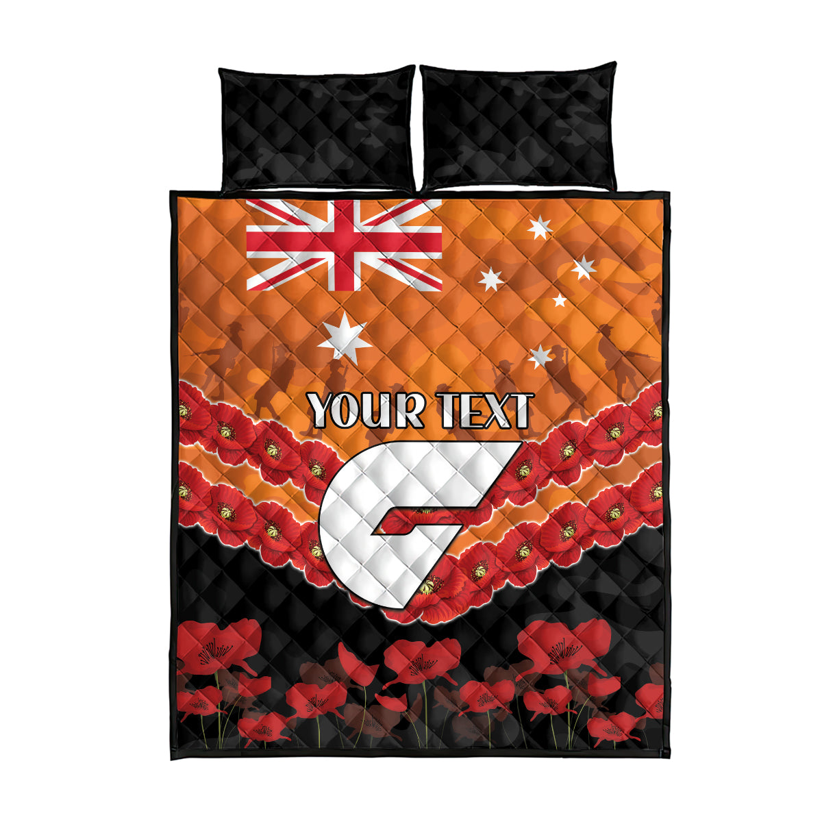 Custom Giants Football Quilt Bed Set ANZAC Lest We Forget