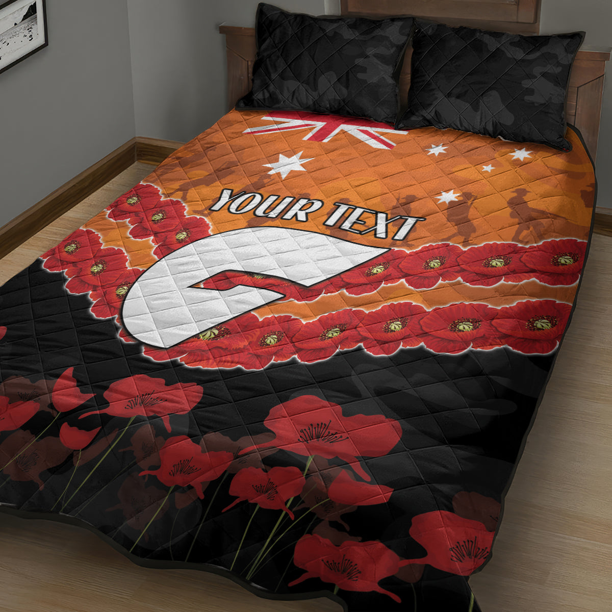 Custom Giants Football Quilt Bed Set ANZAC Lest We Forget