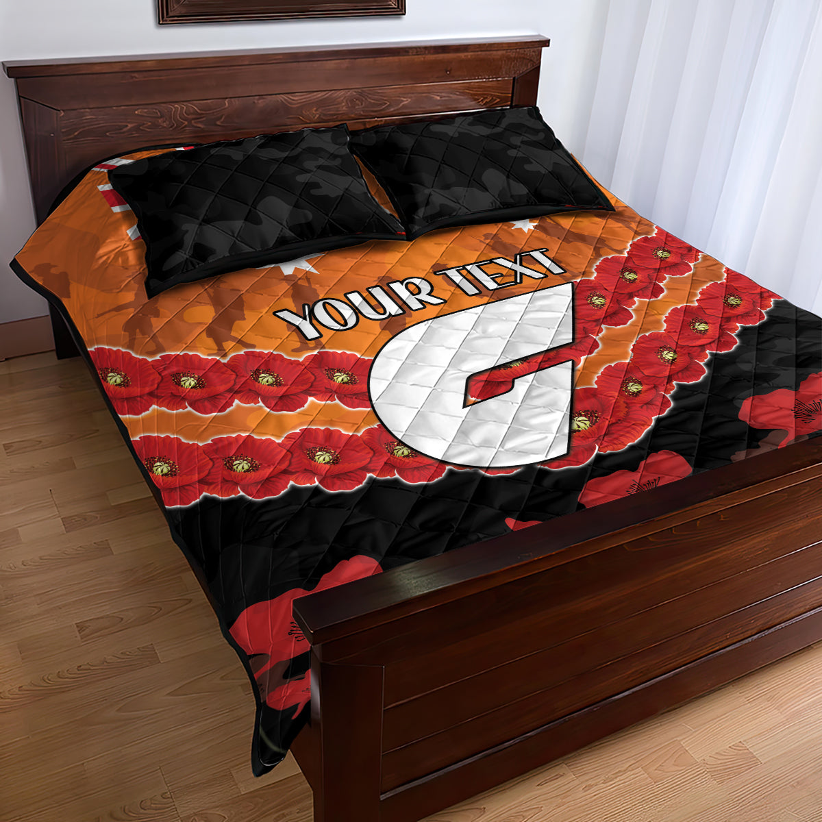 Custom Giants Football Quilt Bed Set ANZAC Lest We Forget
