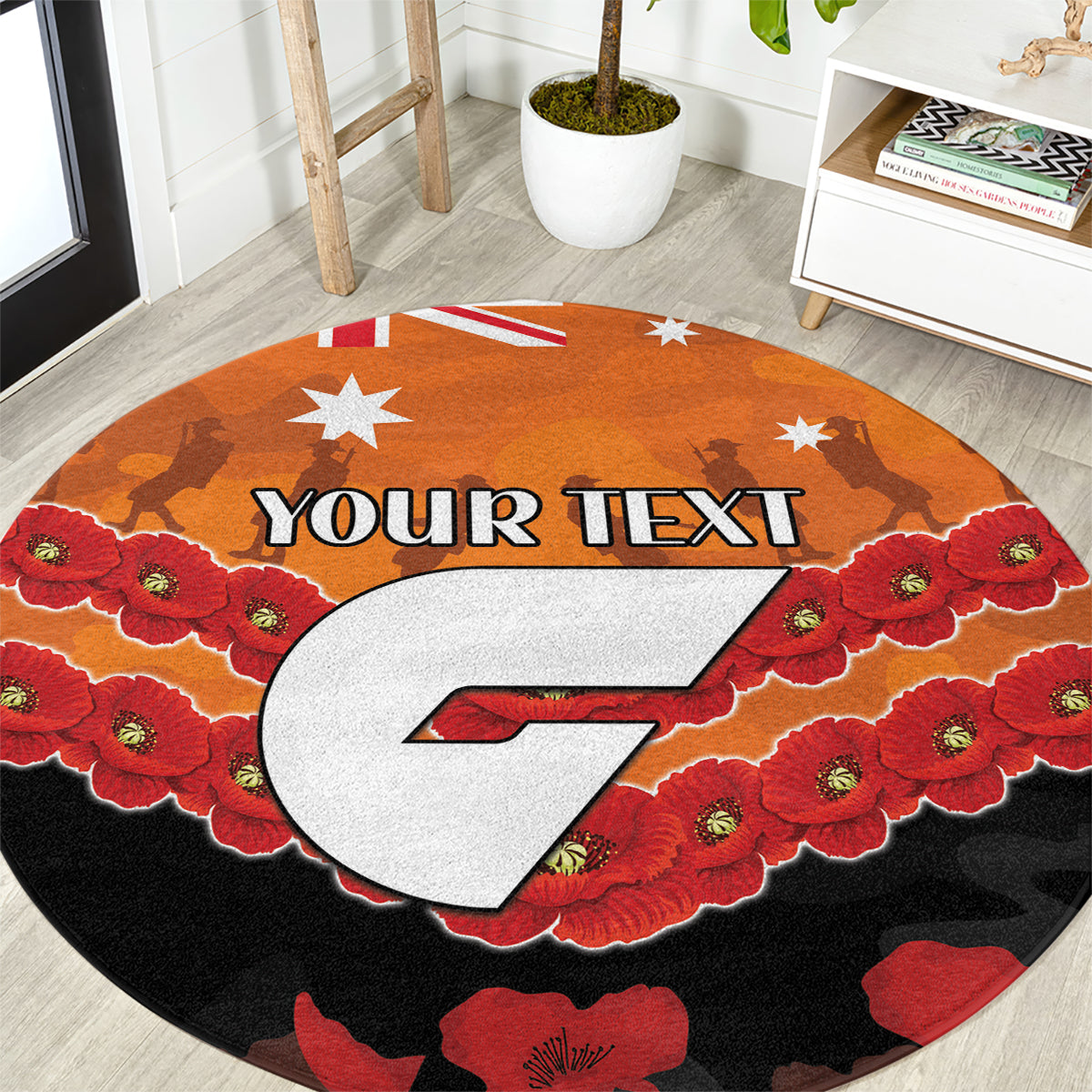 Custom Giants Football Round Carpet ANZAC Lest We Forget