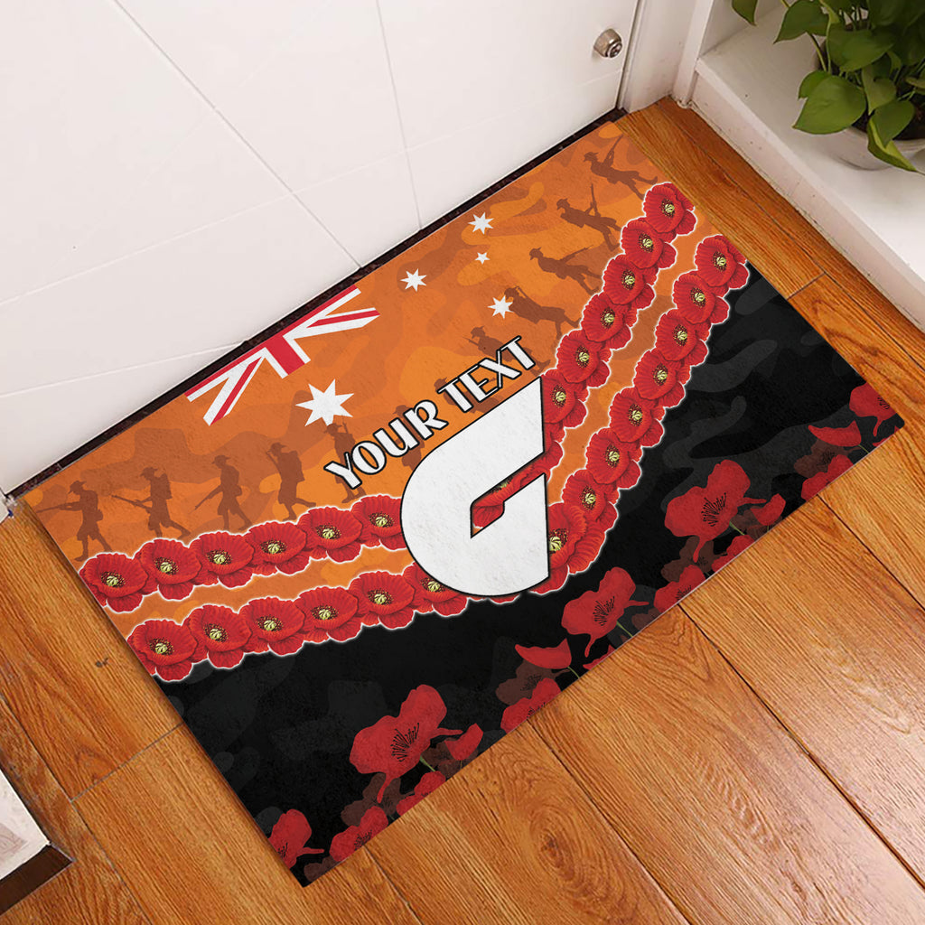 Custom Giants Football Rubber Doormat ANZAC Lest We Forget