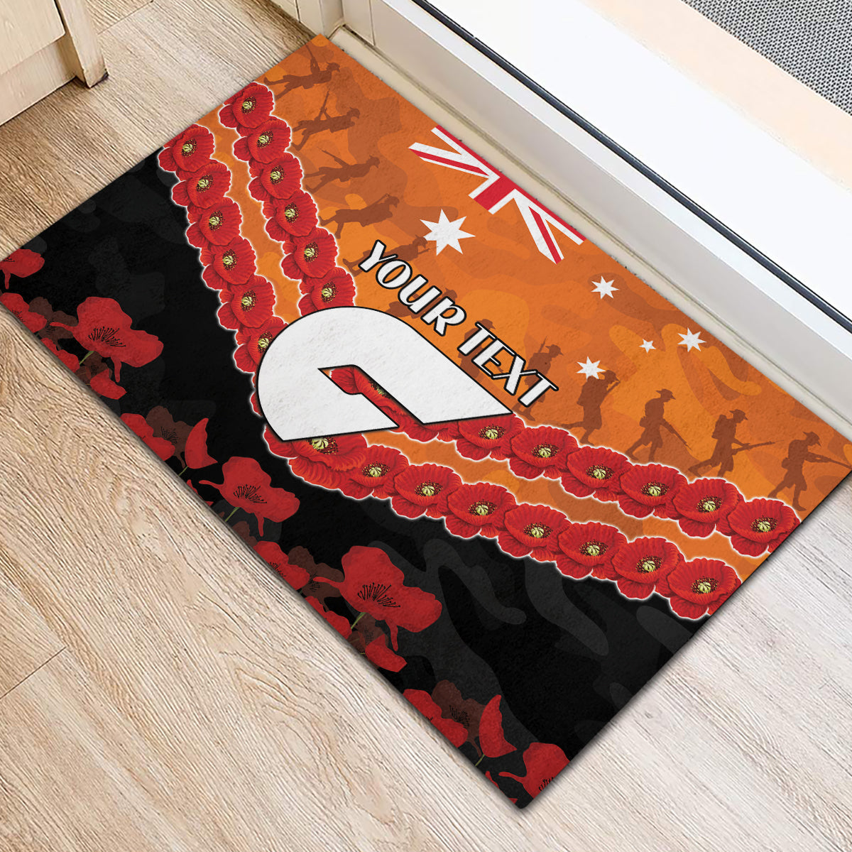 Custom Giants Football Rubber Doormat ANZAC Lest We Forget