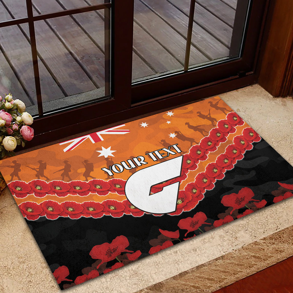 Custom Giants Football Rubber Doormat ANZAC Lest We Forget