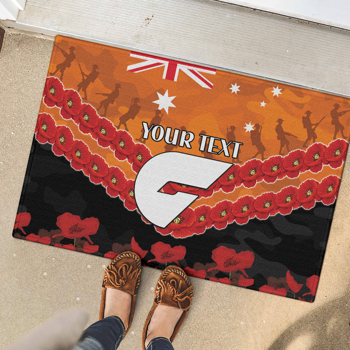 Custom Giants Football Rubber Doormat ANZAC Lest We Forget