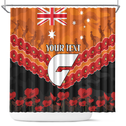 Custom Giants Football Shower Curtain ANZAC Lest We Forget