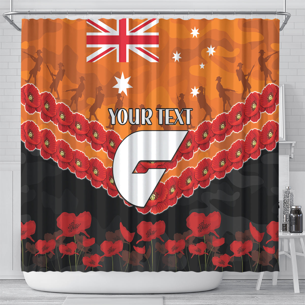 Custom Giants Football Shower Curtain ANZAC Lest We Forget