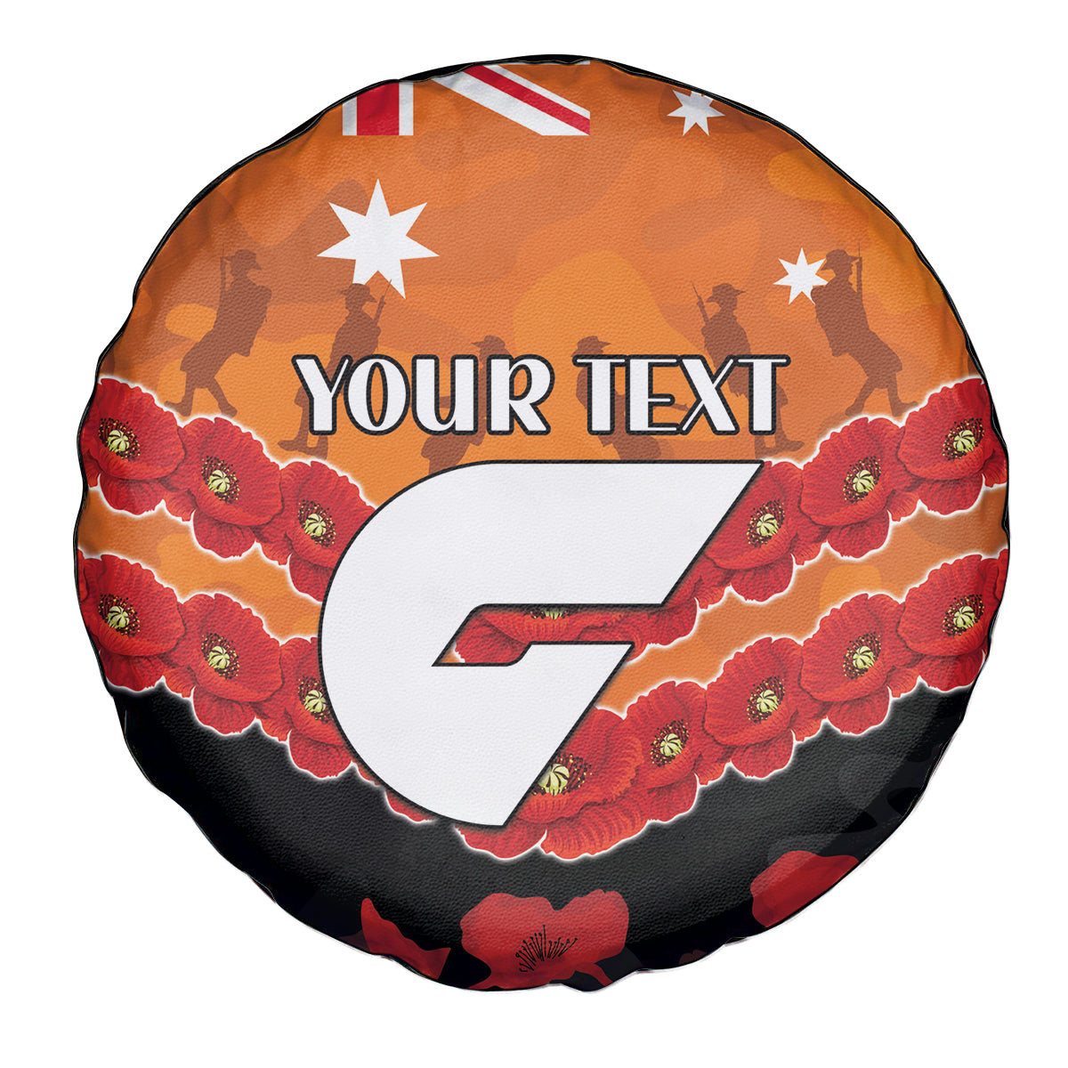 Custom Giants Football Spare Tire Cover ANZAC Lest We Forget