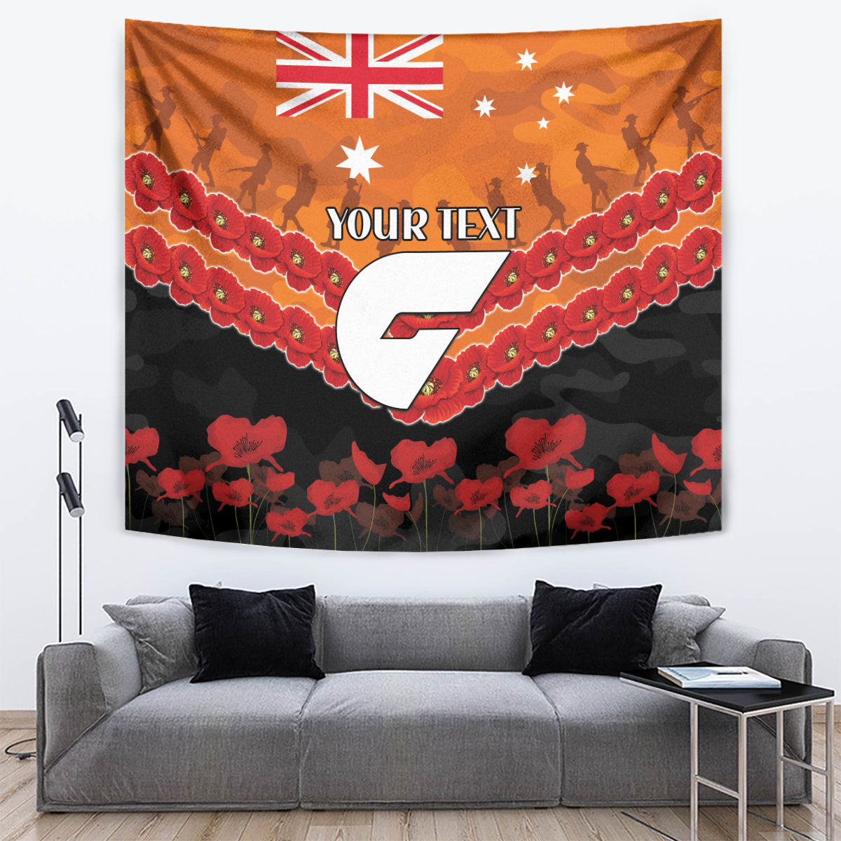 Custom Giants Football Tapestry ANZAC Lest We Forget