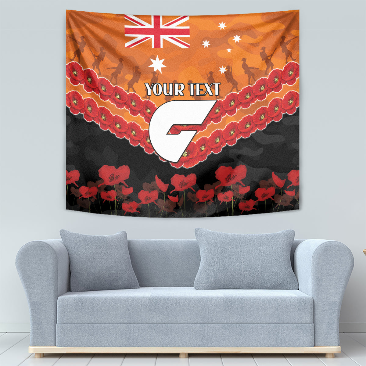 Custom Giants Football Tapestry ANZAC Lest We Forget