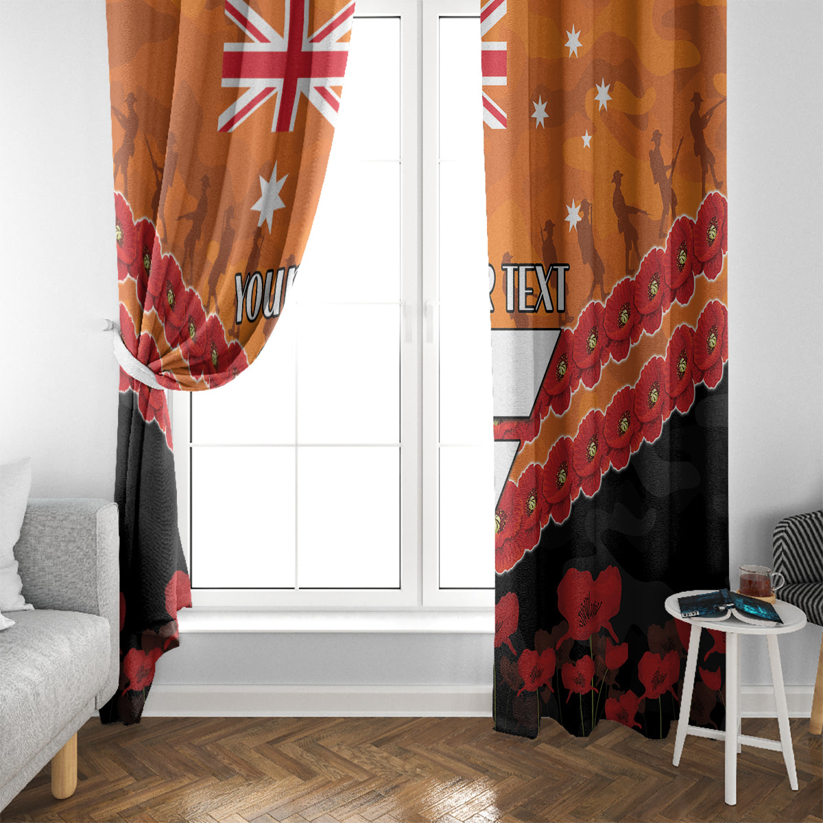 Custom Giants Football Window Curtain ANZAC Lest We Forget