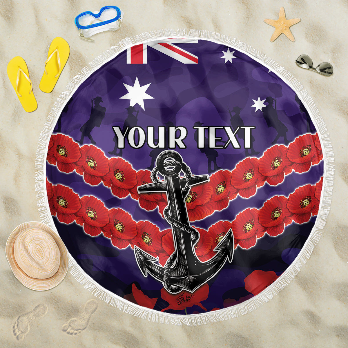 Custom Dockers Football Beach Blanket ANZAC Lest We Forget